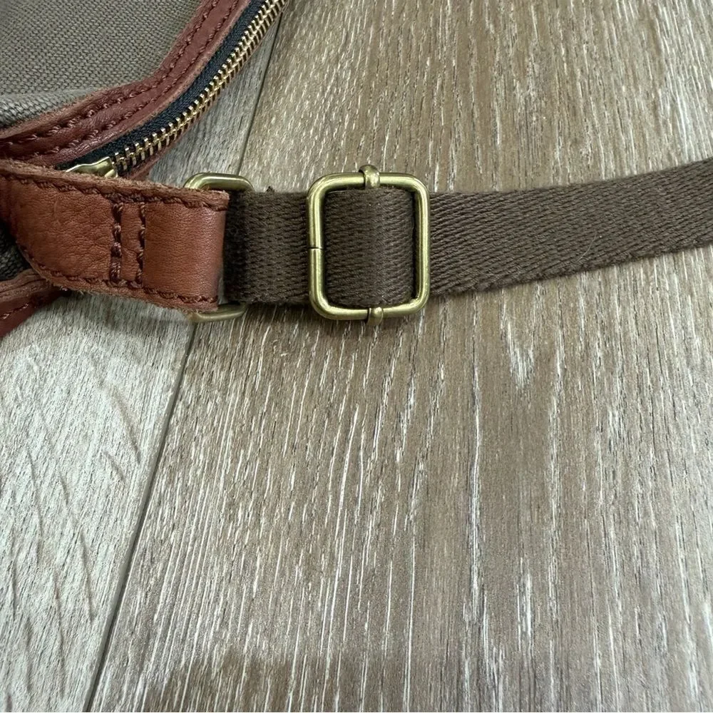 Fossil Erin Canvas and Leather Top Zip Crossbody Handbag Adjustable Pink Brown - Picture 10 of 15